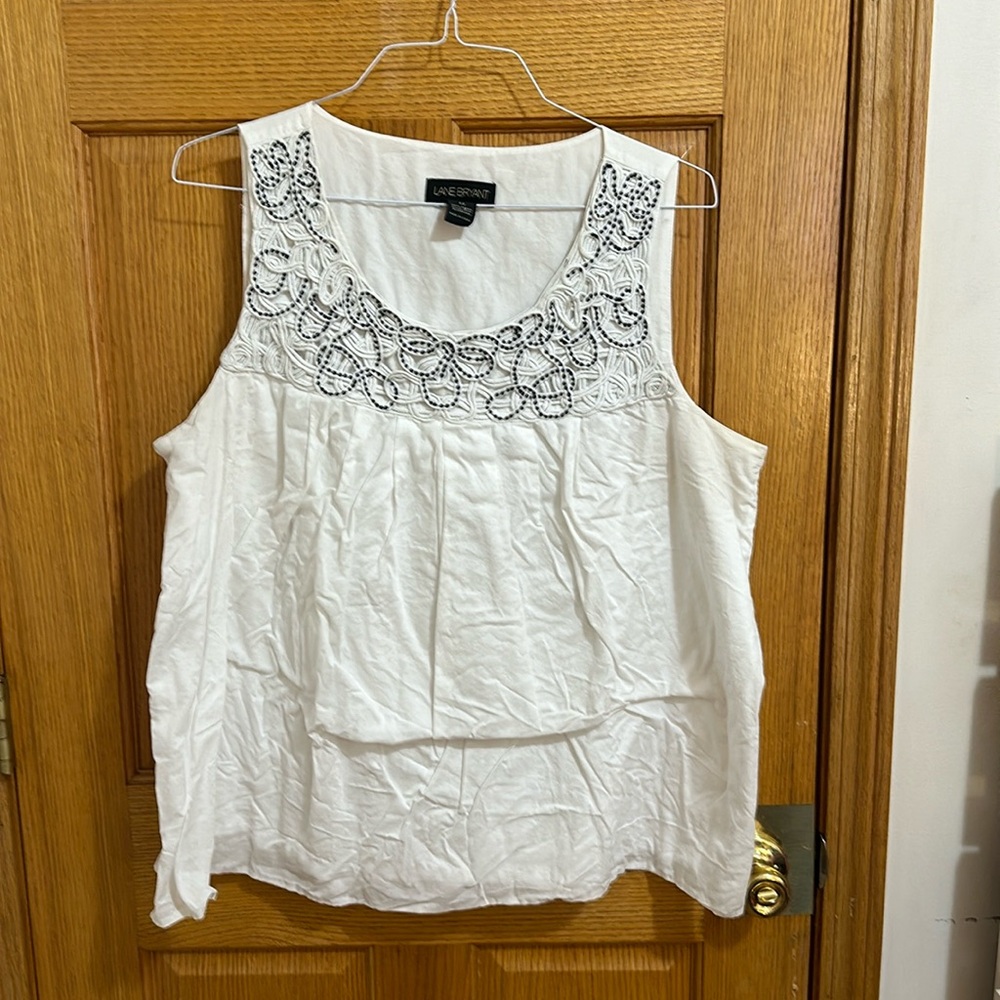Lane Bryant White Cotton Sleeveless